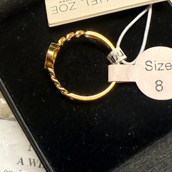 NWT Rachel Zoe 18k Gold Plated 925 Sterling Silver Black Onyx Clover Ring size 8 - Picture 8 of 8